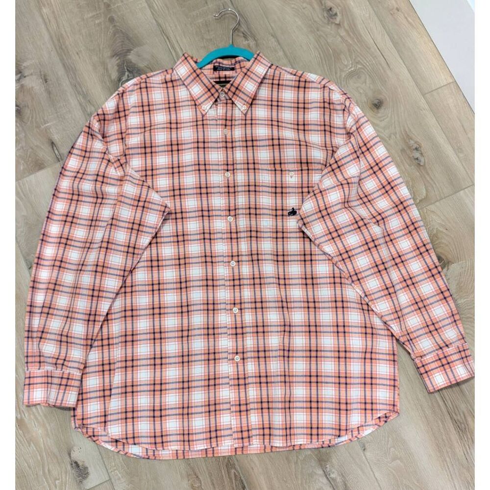 Panhandle Slim XL Plaid Western Button Down Peach Coral Pink Navy Cowboy Rodeo